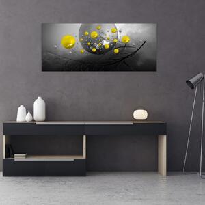 Kép- sárga absztrakt gömbök (120x50 cm)