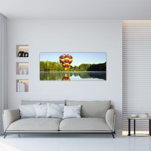 Hőlégballon a tónál képe (120x50 cm)
