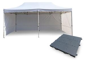 Ollós Party sátor 3x6m ALU Premium 4db ablak nélküli oldal + MŰANYAG PADLÓ 72db szín fehér