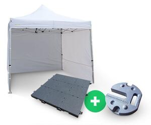 Ollós Party sátor 3x3m ALU Premium 4db ablak nélküli oldal + MŰANYAG PADLÓ 36db + NEHEZÉK 4db szín fehér