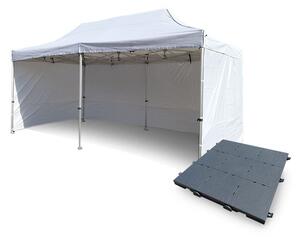 Ollós Party sátor 4x8m ALU Premium 4db ablak nélküli oldal + MŰANYAG PADLÓ 128db szín fehér