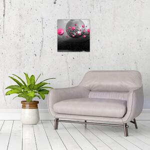 Rózsaszín absztrakt gömbök képe (30x30 cm)