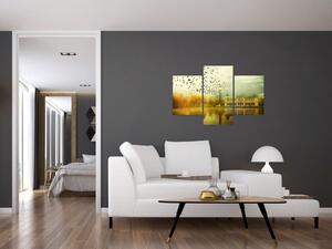 A festett táj képe lakóhelyel (90x60 cm)