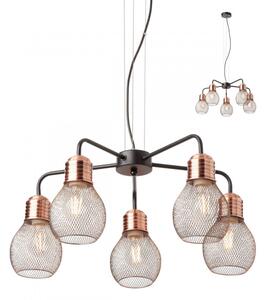 EDISON modern csillár fekete bronz ernyővel/búrával, 5Xmax. 42W