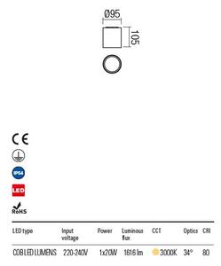 XIXO kültéri LED spotlámpa matt fehér IP54 20W/3000K