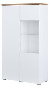 Könyvespolc Baletu 108, Zárt, Ajtókkal, Üveg, Laminált forgácslap, 140x80x35cm, Tölgy, Fehér
