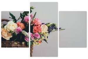 Egy kosár virágokkal képe (90x60 cm)