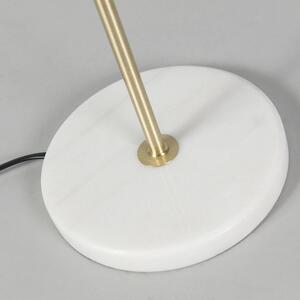 Retro asztali lámpa sárgaréz rakott árnyalatú krémmel 35 cm - Kaso