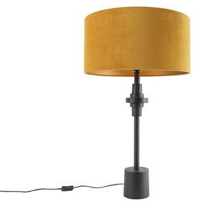 Art Deco asztali lámpa fekete bársony árnyalatú sárga 50 cm - Diverso