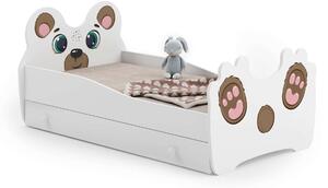 Kobi Animals Ifjúsági ágy ágyneműtartóval - Maci #fehér-barna - T
