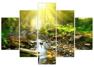 Egy folyó zöld erdőben képe (150x105 cm)