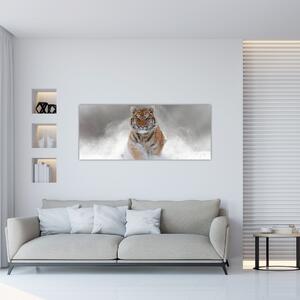 Futó tigris a hóban képe (120x50 cm)