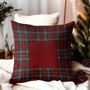 Párnahuzat gobelin Tartan burgundia Chenille IT025