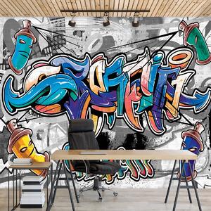 Fotótapéta - Színes graffiti szürke kivitelben (152,5x104 cm)
