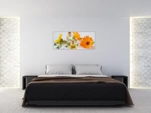Narancsságra virágok képe (120x50 cm)