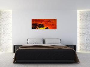 Madarak képe naplementekor (120x50 cm)
