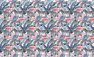 Fotótapéta - Mozaik - zebra és flamingó (152,5x104 cm)