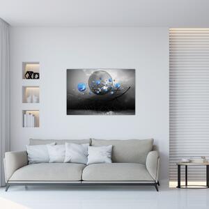Kék absztrakt gömbök képe (90x60 cm)