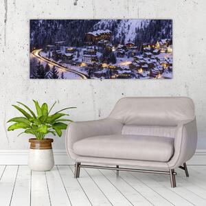 Kép - téli hegyi város (120x50 cm)