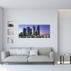 Jachtok és felhőkarcolók képe (120x50 cm)