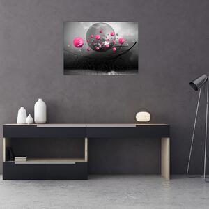 Rózsaszín absztrakt gömbök képe (70x50 cm)