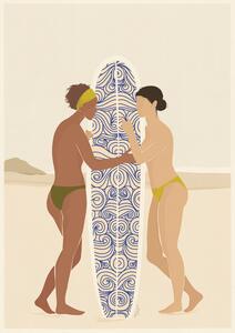 Illusztráció Surfing connects people, Andi Bell Art