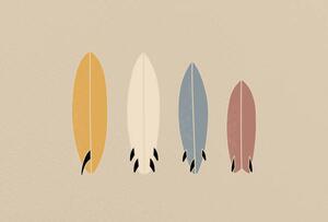 Illusztráció Vintage Old-school Retro Style Surfboards on, LucidSurf