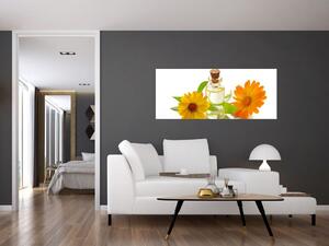 Virágos olaj képe (120x50 cm)