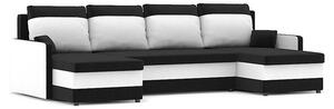 MILTON III U alakú kinyitható kanapé Fekete-fehér
