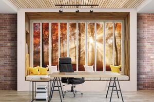 Fotótapéta - Őszi kilátás az erdő ablakából (152,5x104 cm)