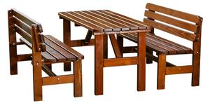 MASIV söröző szett 150x70cm - tömör lucfenyő - asztal + pad háttámlával