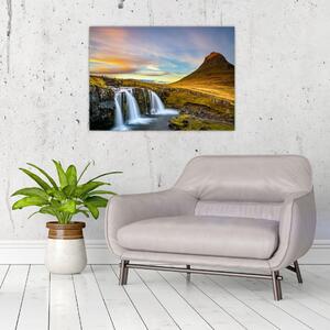 Kép a hegyekről és vízesésekről Izlandon (70x50 cm)