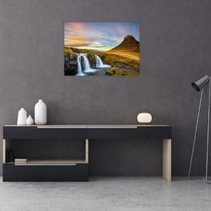 Kép a hegyekről és vízesésekről Izlandon (70x50 cm)
