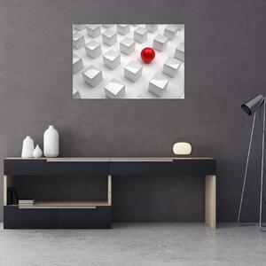Absztrakciós kép - kocka gömbökkel (90x60 cm)