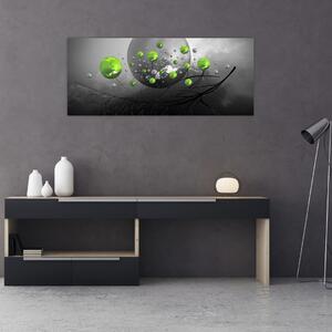 Zöld absztrakt gömbök képe (120x50 cm)
