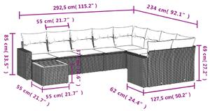 VidaXL 10 részes bézs polyrattan kerti ülőgarnitúra párnával