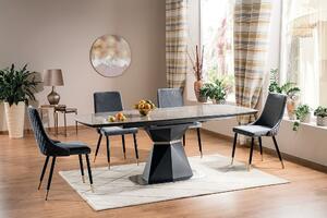 EFE kinyitható étkezőasztal - 160x90, szürke márvány, matt antracit