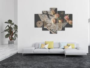 A zenei jegyzetek és a rózsák képe (150x105 cm)