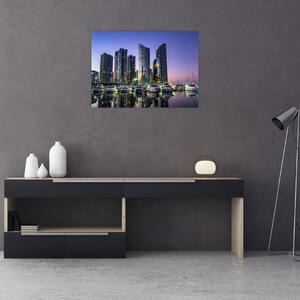 Jachtok és felhőkarcolók képe (70x50 cm)