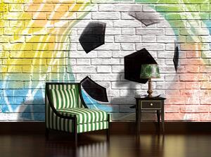 Fotótapéta - Graffiti - futball egy tégla falon (152,5x104 cm)