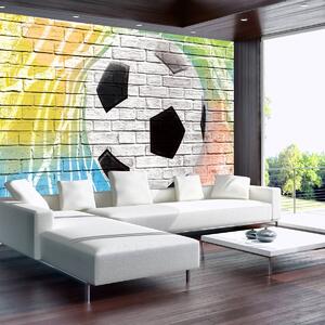 Fotótapéta - Graffiti - futball egy tégla falon (152,5x104 cm)