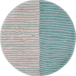 Krémszínű-türkiz mosható kerek szőnyeg ø 80 cm Yuvarlak – Vitaus