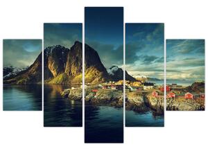 Egy halászati falu képe Norvégiában (150x105 cm)