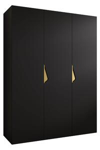 Gardróbszekrény Hartford 619, Laminált forgácslap, 202x150x52cm, Fekete, Aranysárga
