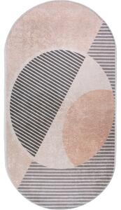 Világos rózsaszín-krémszínű mosható szőnyeg 60x100 cm Oval – Vitaus