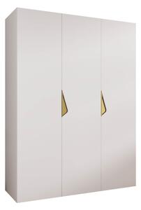 Gardróbszekrény Hartford 619, Laminált forgácslap, 202x150x52cm, Aranysárga, Fehér