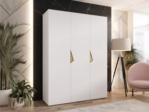 Gardróbszekrény Hartford 619, Laminált forgácslap, 202x150x52cm, Aranysárga, Fehér