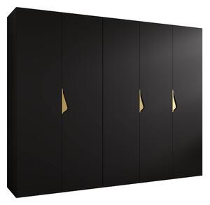 Gardróbszekrény Hartford 621, Laminált forgácslap, 202x250x52cm, Fekete, Aranysárga