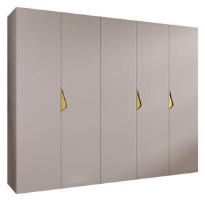 Gardróbszekrény Hartford 621, Laminált forgácslap, 202x250x52cm, Aranysárga, Kasmír