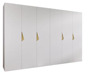 Gardróbszekrény Hartford 622, Laminált forgácslap, 202x300x52cm, Fehér, Aranysárga